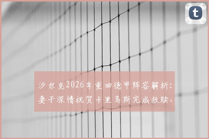 沙尔克2026年重回德甲阵容解析：妻子深情祝贺卡里乌斯完成救赎，蓝军崛起之路全回顾